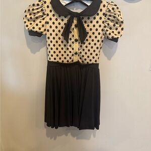 Weissman Beige and Black Polka Dot dance costume.